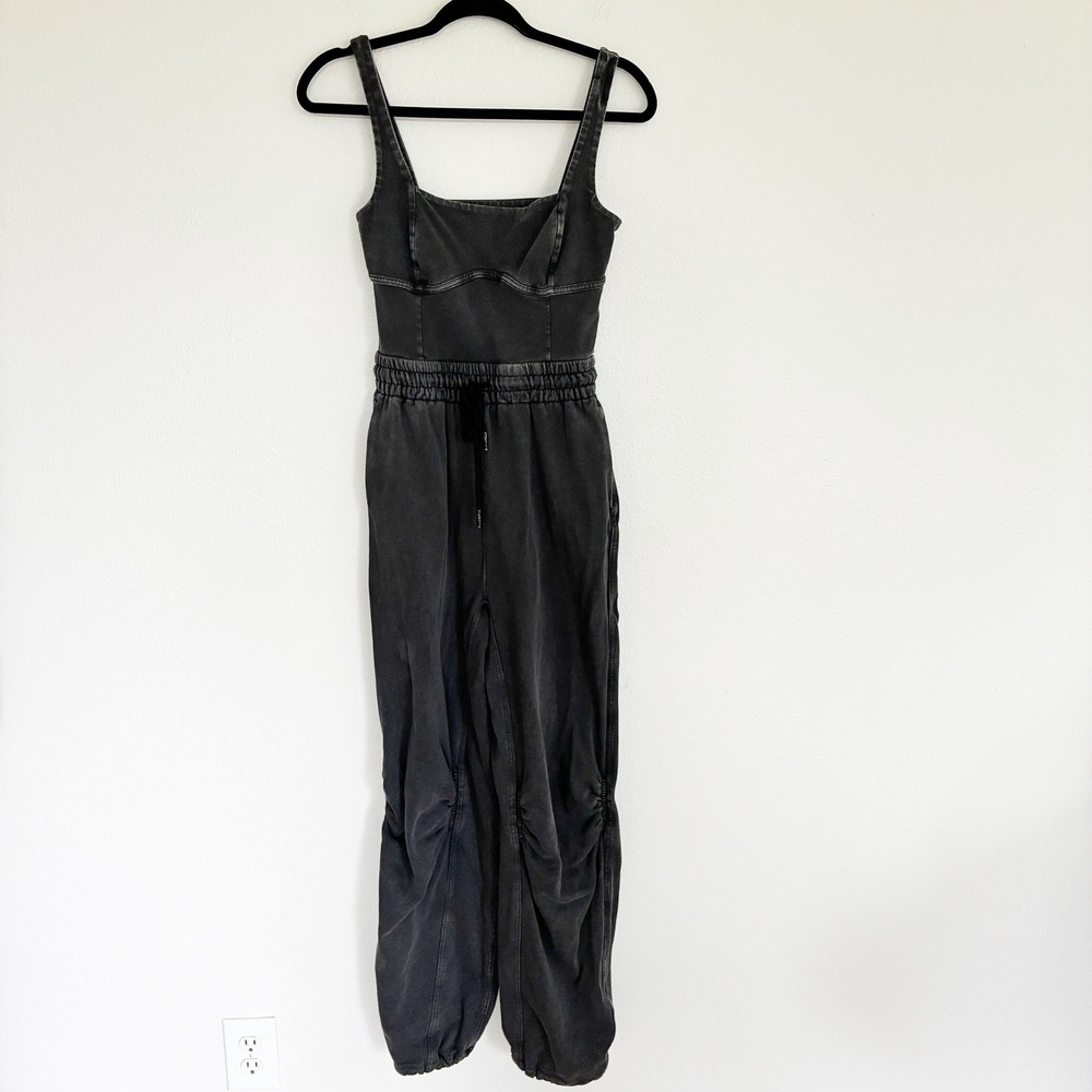 Free People Movement Inbound Jumpsuit Womens XS Washed Black Jogger One Piece